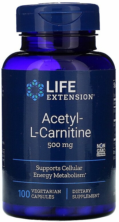 Suplement diety acetylokarnityna - Life Extension Acetyl-L-Carnitine, 500 mg — Zdjęcie N1