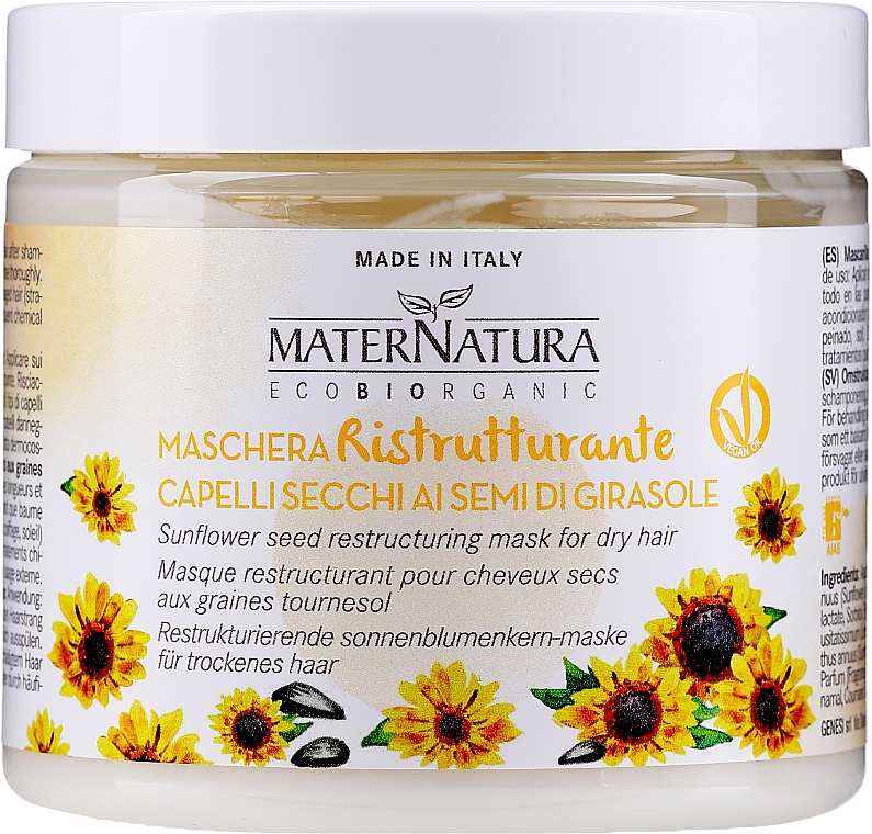 Regenerująca maska odżywcza do włosów - MaterNatura Sunflower Seeds Restoring Mask — Zdjęcie N1