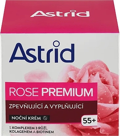 Ujędrniający krem do twarzy na noc - Astrid Rose Premium 55+ — Zdjęcie N1