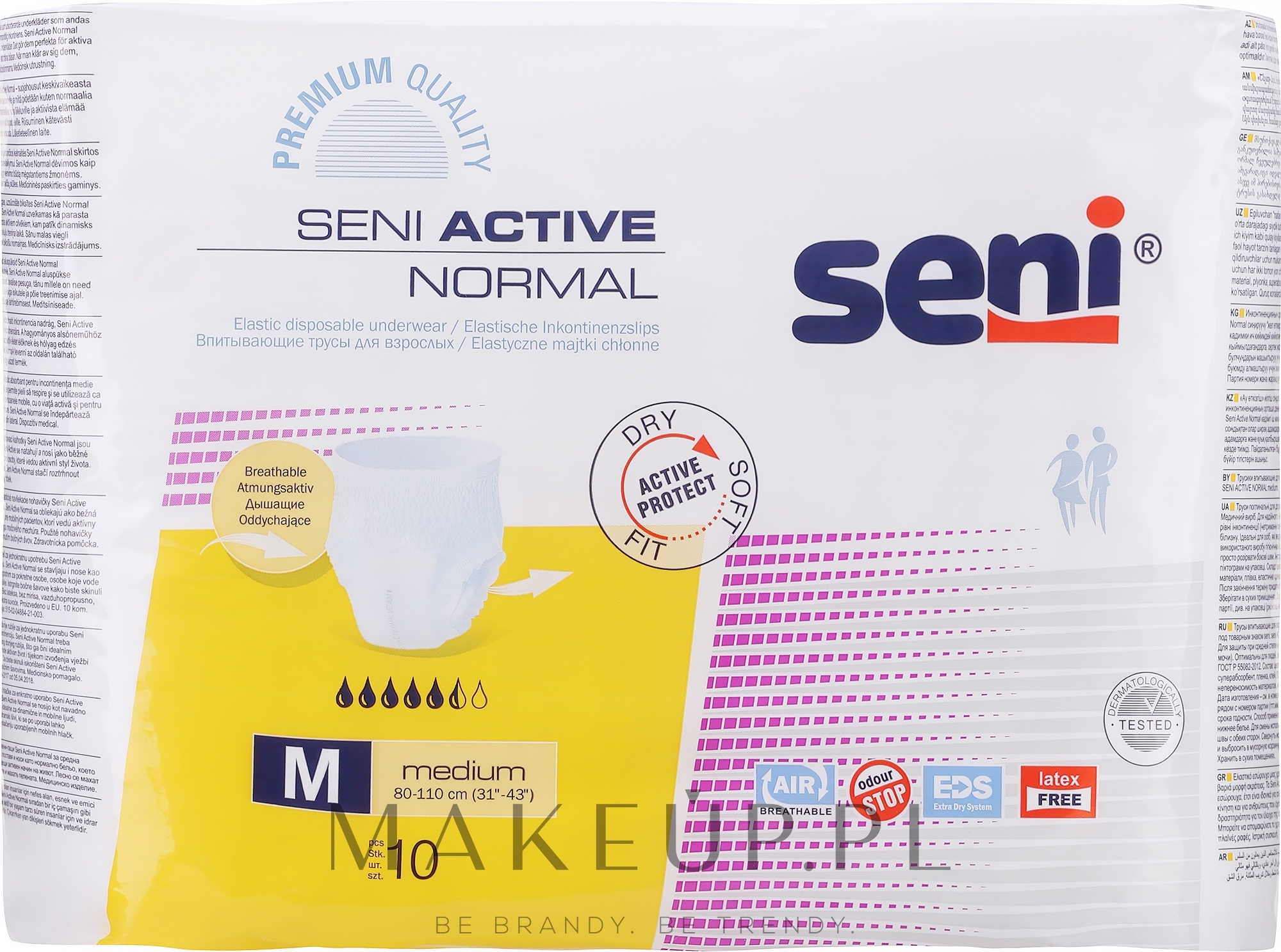 Pieluchomajtki dla dorosłych M, 80-110 cm - Seni Active Normal Medium — Zdjęcie 10 szt.