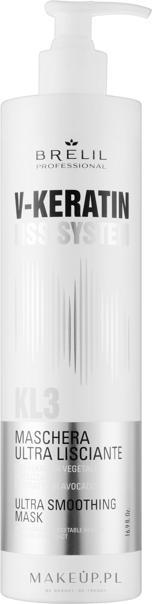Ultra wygładzająca maska do włosów - Brelil V-Keratin Liss System KL3 Ultra Smoothing Mask — Zdjęcie 500 ml