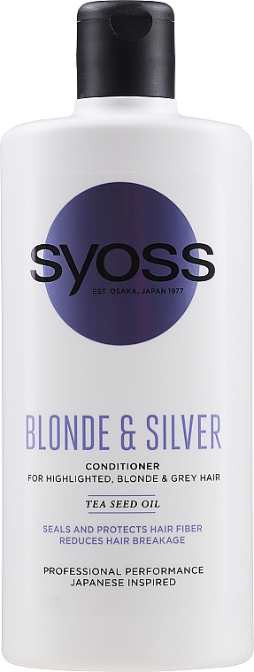 Odżywka do włosów rozjaśnianych, blond i siwych - Syoss Blonde & Silver Tea Seed Oil — Zdjęcie N1