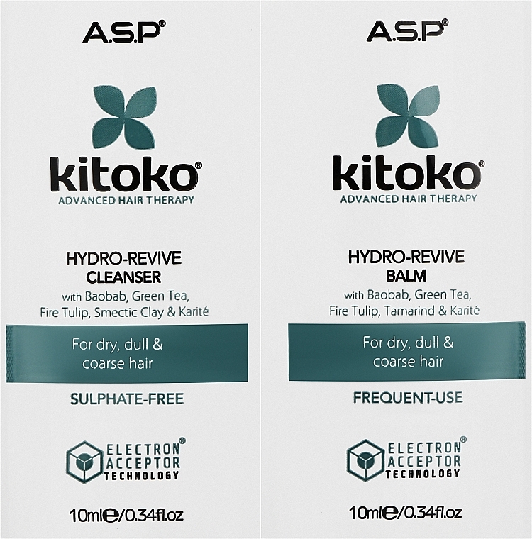 Zestaw - Affinage Salon Professional Kitoko Hydro-Revive Cleanser & Balm Sachet Duo (h/sham/10ml + h/balm10ml) — Zdjęcie N1