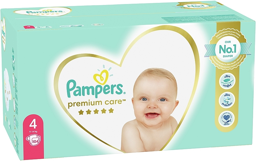 Pieluszki Pampers Premium Care, rozmiar 4 (maxi), 9-14 kg, 104 szt. - Pampers — Zdjęcie N2