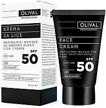Kup Matujący mus przeciwsłoneczny do twarzy i szyi SPF 50 - Olival Professional Face Cream SPF 50