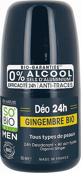 Dezodorant w kulce Imbir - So'Bio Etic Men Ginger 24H Deodorant — Zdjęcie N1