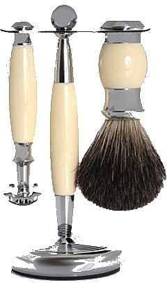 Zestaw do golenia - Golddachs Pure Badger, Safety Razor Ivory Chrom (sh/brush + razor + stand) — Zdjęcie N1
