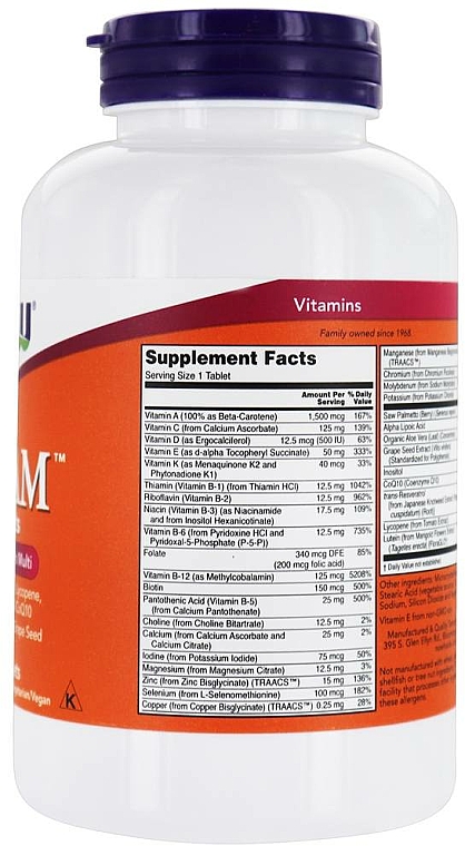 Tabletki multiwitaminowe dla mężczyzn - Now Foods Adam Superior Men's Multi — Zdjęcie N5