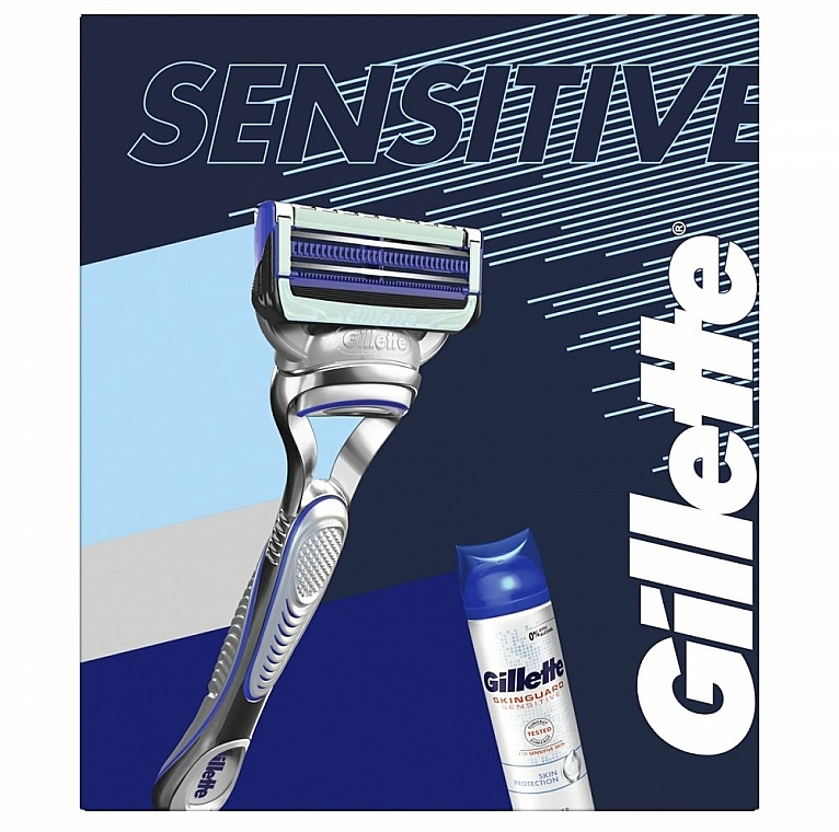Zestaw - Gillette SkinGuard Sensitive (razor + shave/gel/200ml) — Zdjęcie N2