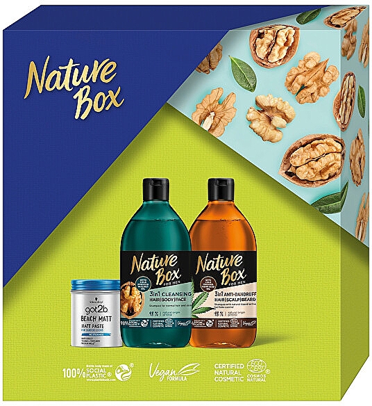 Zestaw - Nature Box For Men (shmp/2x385ml + h/paste/100ml) — Zdjęcie N1