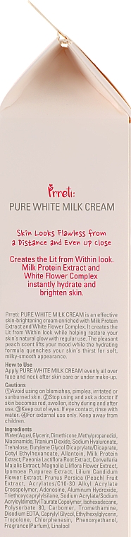 Rozjaśniający krem do twarzy z proteinami mleka - Prreti Pure White Milk Cream — Zdjęcie N3