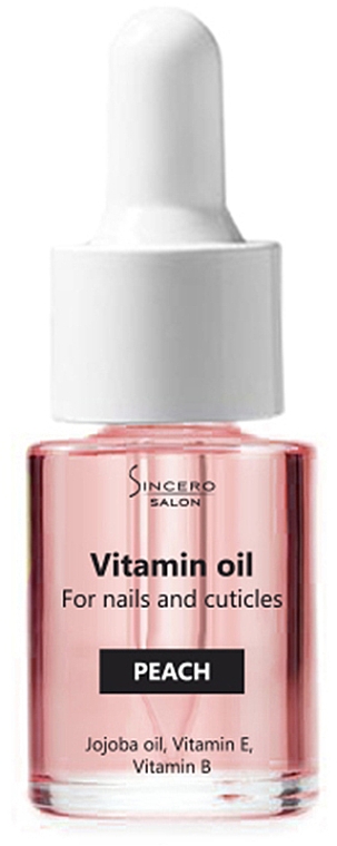 Witaminowy olejek do paznokci i skórek Brzoskwinia - Sincero Salon Vitamin Nail Oil Peach — Zdjęcie N1