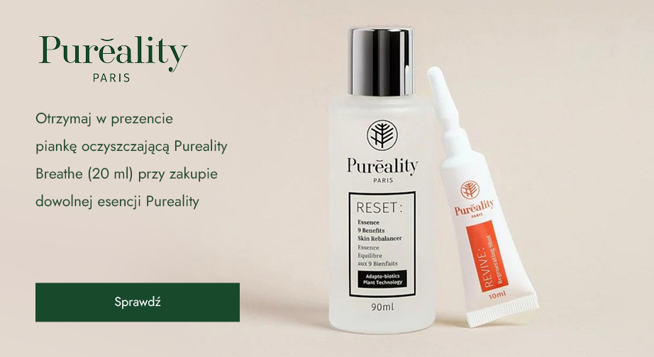 Otrzymaj w prezencie piankę oczyszczającą Pureality Breathe (20 ml) przy zakupie dowolnej esencji Pureality.
