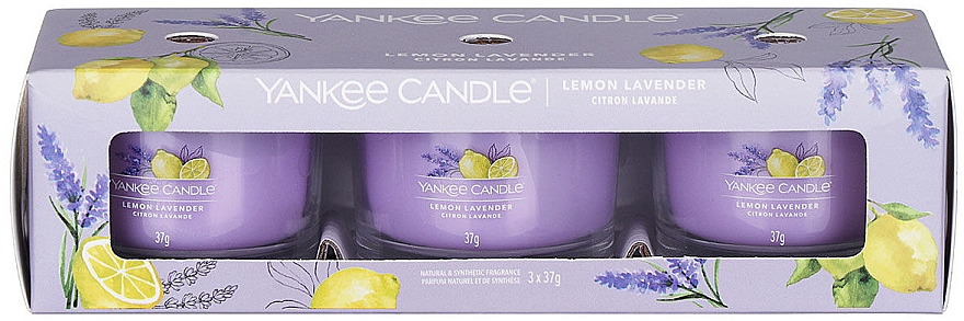 Zestaw świec zapachowych Lemon Lavender - Yankee Candle Lemon Lavender (candle/3x37g) — Zdjęcie N1
