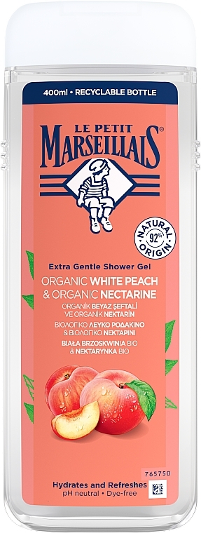 Nawilżający żel pod prysznic Biała brzoskwinia i nektarynka - Le Petit Marseillais Moisturising Shower Gel White Peach And Nectarine — Zdjęcie N3
