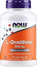 Suplement diety L-ornityna, 500 mg - Now Foods L-Ornithine Veg Capsules — Zdjęcie N1