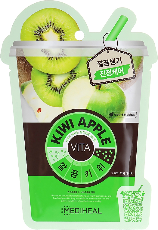 Wygładzająco-odświeżająca maska do twarzy Kiwi i jabłko - Mediheal Kiwi Apple Vita Mask