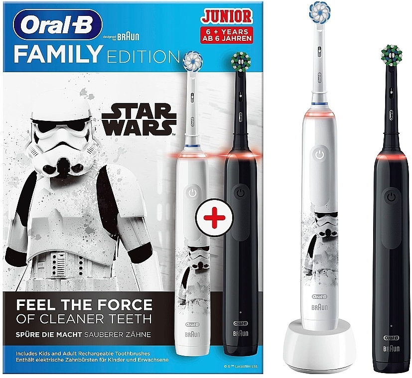 Zestaw elektrycznych szczoteczek do zębów - Oral-B Junior Star Wars Family Edition (tooth/brush/2pcs) — Zdjęcie N1