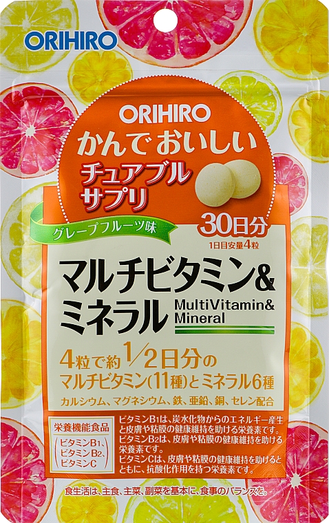 Kompleks witaminowo-mineralny o smaku grejpfruta - Orihiro Multivitamin and Mineral — Zdjęcie N1