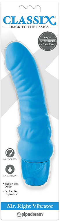 Wodoodporny wibrator, niebieski - Pipedream Classix Mr Right Vibrator-Blue — Zdjęcie N2