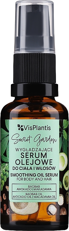 Wygładzające serum olejowe do ciała i włosów - Vis Plantis Secret Garden Smoothing Oil Serum — Zdjęcie N1