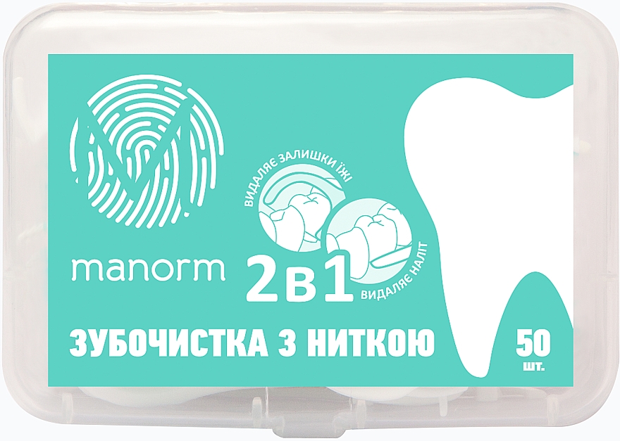 Wykałaczki z nicią dentystyczną o smaku miętowym - Manorm — Zdjęcie N1