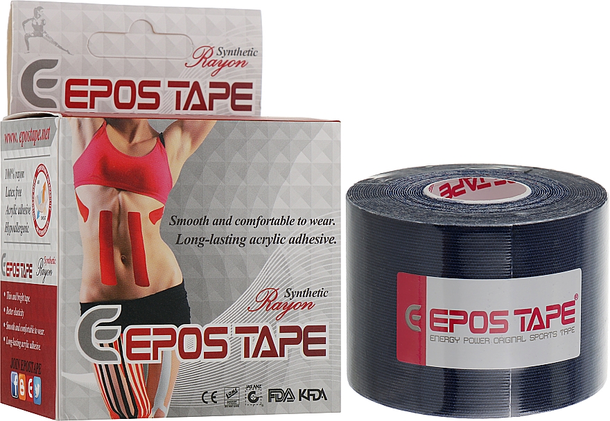 Taśma do kinesiotapingu, granatowa - Epos Tape Rayon — Zdjęcie N2