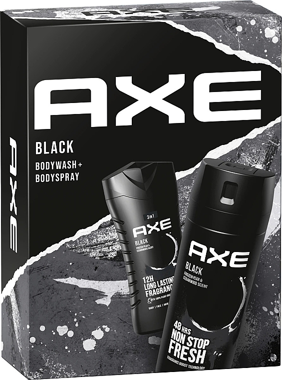 Zestaw - Axe Black Body Wash+Body Spray Set (sh/gel/250ml + deo/150ml) — Zdjęcie N1