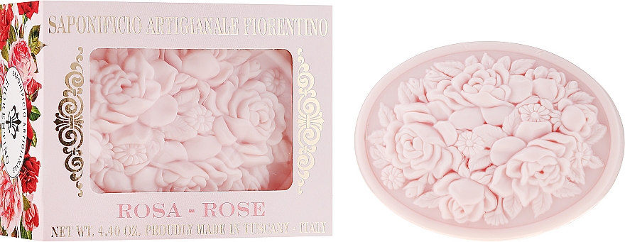 Naturalne włoskie mydło w kostce Róża - Saponificio Artigianale Fiorentino Botticelli Rose Soap