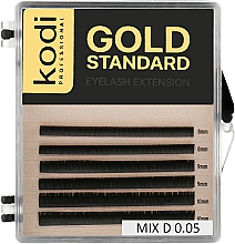 Sztuczne rzęsy Gold Standart, D 0,05, 6 pasków, 8/9/10 mm - Kodi Professional — Zdjęcie N1