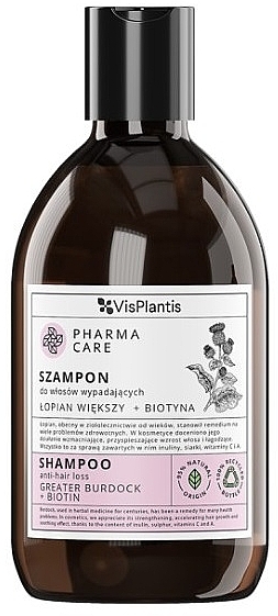 Szampon przeciw wypadaniu włosów Łopian + Biotyna - Vis Plantis Pharma Care Greater Burdock + Biotyn Shampoo — Zdjęcie N1