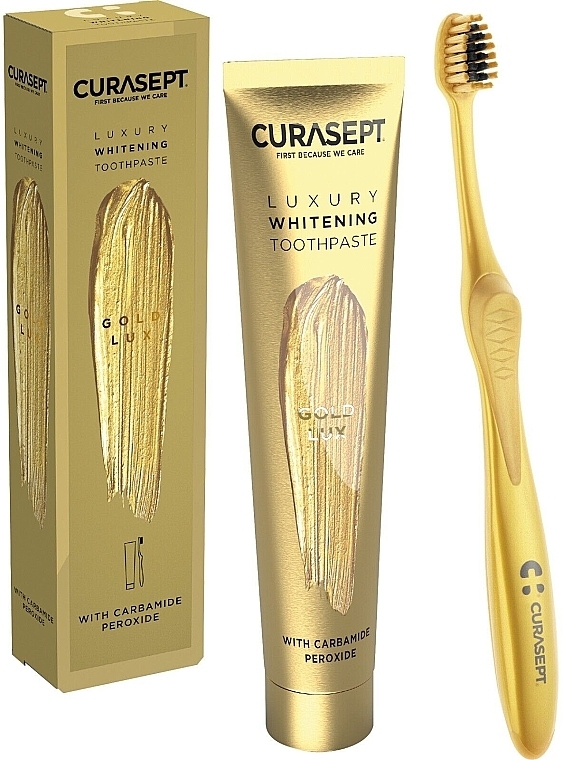 Zestaw - Curaprox Curasept Gold Whitening Luxury (t/paste/75ml + toothbrush) — Zdjęcie N2