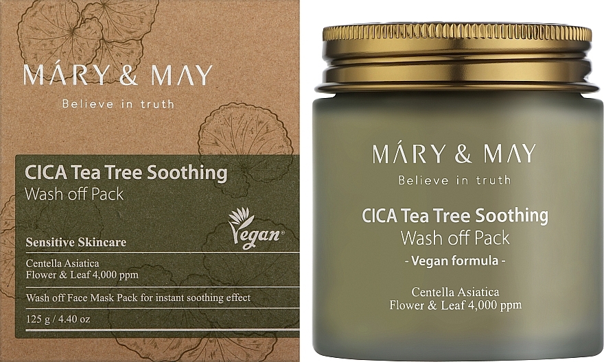 Kojąca maseczka oczyszczająca do twarzy - Mary & May Cica Tea Tree Soothing Wash Off Pack — Zdjęcie N2