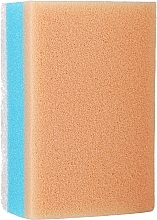 Prostokątna gąbka do kąpieli, niebiesko-biała z pomarańczowymi elementami - Ewimark — Zdjęcie N1