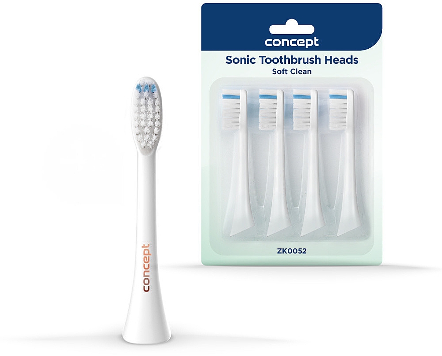 Wymienne główki do szczoteczki do zębów, ZK0052, białe - Concept Sonic Toothbrush Heads Soft Clean — Zdjęcie N1