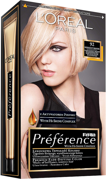 PRZECENA! Farba do włosów - L'Oreal Paris Recital Preference * — Zdjęcie 92 - Iridescent Blonde
