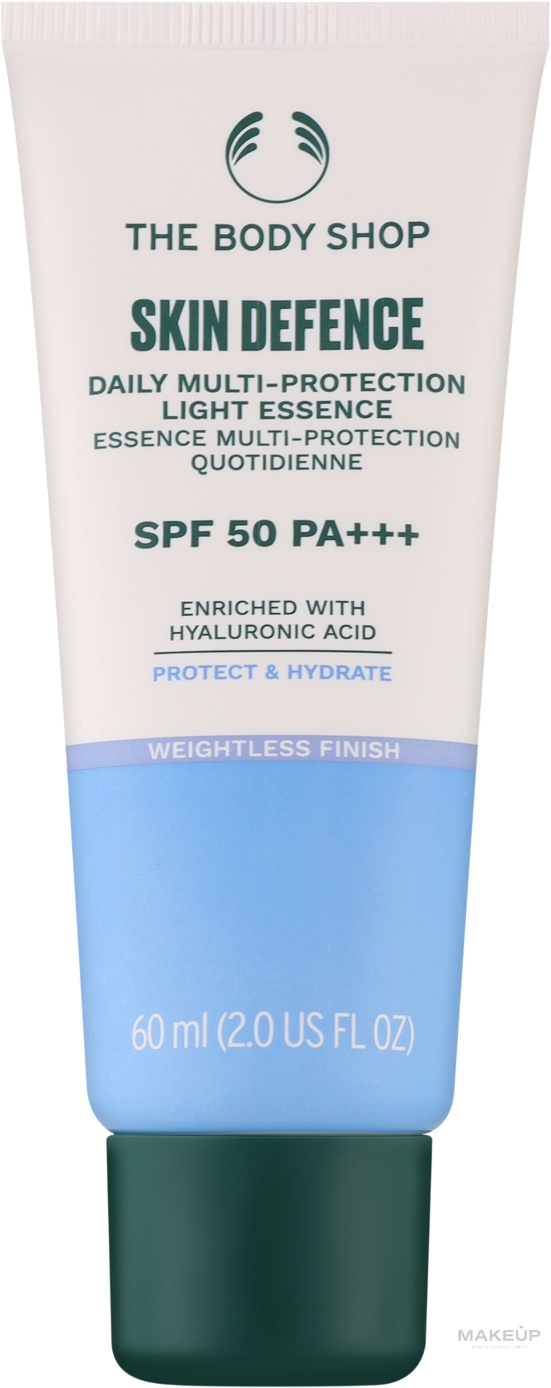 Multiochronna esencja do twarzy - The Body Shop Skin Defence Daily Multi-protection Light Essence SPF 50+ PA++++ — Zdjęcie 60 ml