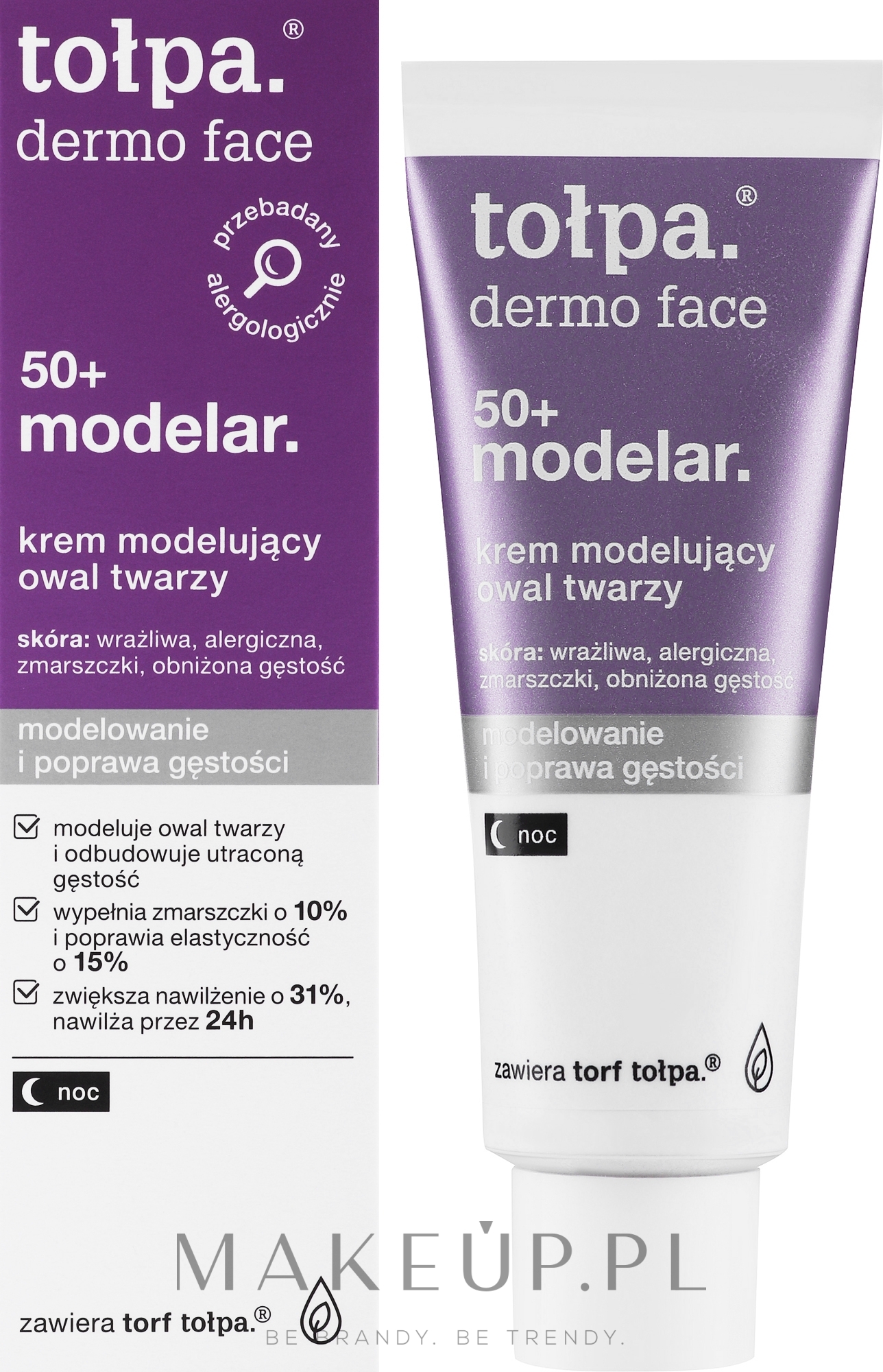 Krem modelujący owal twarzy - Tołpa Dermo Face Modelar 50+ Night Cream — Zdjęcie 40 ml