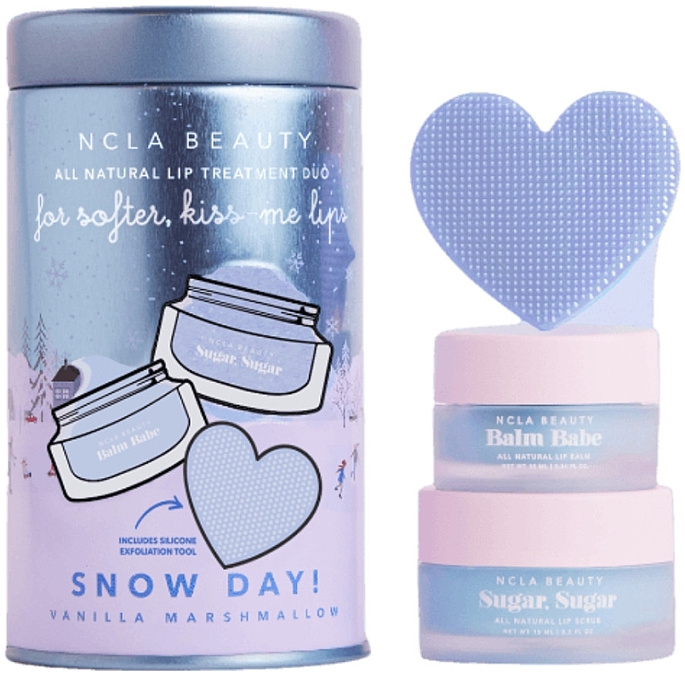 Zestaw - NCLA Beauty Snow Day Lip Set (l/balm/10ml + l/scrub/15ml + massager)  — Zdjęcie N1