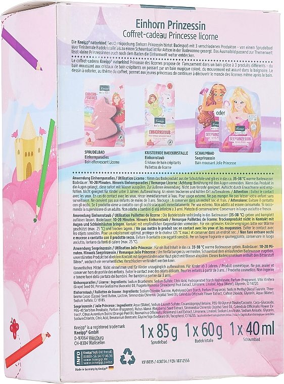 PRZECENA! Zestaw - Kneipp Nature Kids Unicorn Princess Set (b/foam/40 ml + b/salt/60 g + b/fizzy/85 g) * — Zdjęcie N3