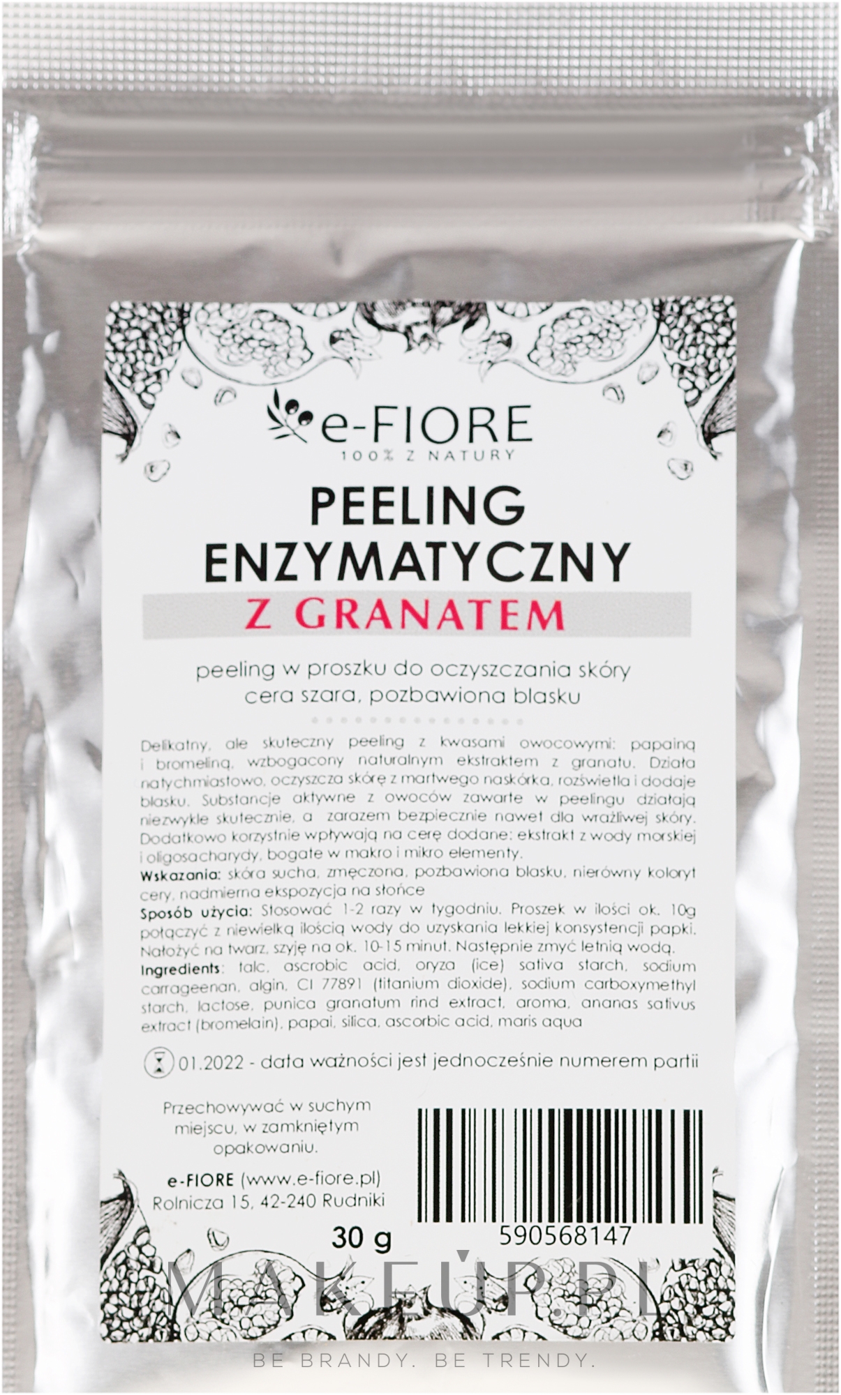 Peeling enzymatyczny do twarzy z granatem - E-Fiore Professional — Zdjęcie 30 g