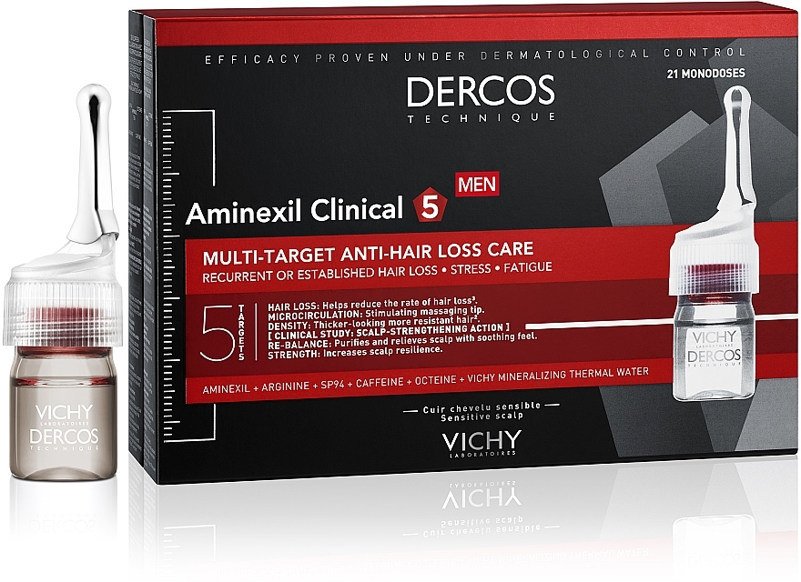 PRZECENA! Kuracja przeciw wypadaniu włosów dla mężczyzn - Vichy Dercos Aminexil Clinical 5 * — Zdjęcie N2