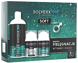 Kup Zestaw - Solverx Men Soft (ash/balm/50 ml + f/cr/50 ml + sh/gel/400 ml)