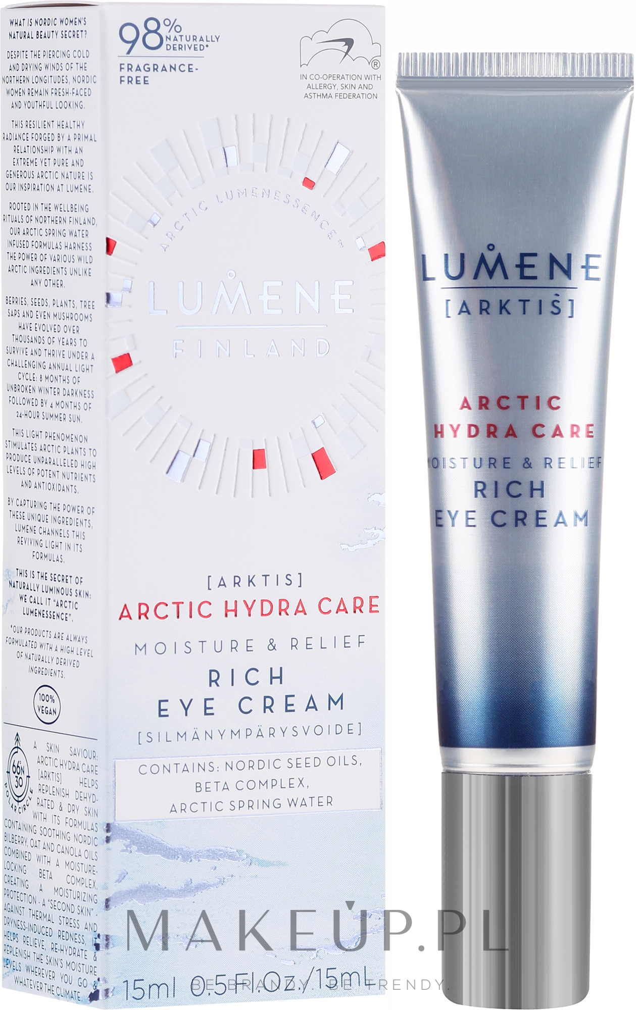 Nawilżający krem do skóry wokół oczu - Lumene Arctic Hydra Care [Arktis] Moisture & Relief Rich Eye Cream — Zdjęcie 15 ml