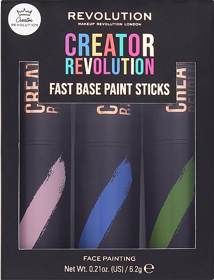 Zestaw sztyftów do makijażu - Makeup Revolution Creator Fast Base Paint Stick Set Pink, Blue & Green — Zdjęcie N1