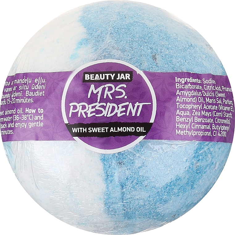 Musująca kula do kąpieli z olejem ze słodkich migdałów - Beauty Jar MRS. President — Zdjęcie N1