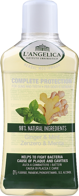 Płyn do płukania ust Imbir i mięta - L'Angelica Herbal Mouthwash Complete Protection Ginger & Mint — Zdjęcie N1