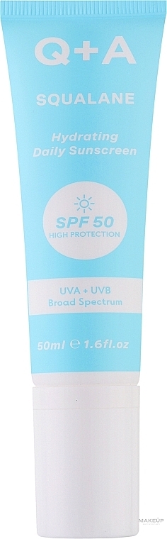 Nawilżający krem ​​​​przeciwsłoneczny do twarzy - Q+A Squalane Hydrating Daily Sunscreen SPF 50 — Zdjęcie N1