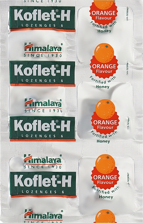 Suplement diety Lizaki o smaku pomarańczowym - Himalaya Herbals Koflet-H Orange Flavour — Zdjęcie N2
