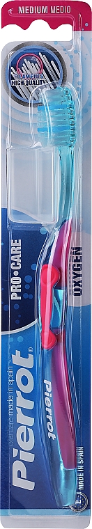 Szczoteczka średnio twarda, niebieska z różowym - Pierrot Oxygen Medium Toothbrush — Zdjęcie N1